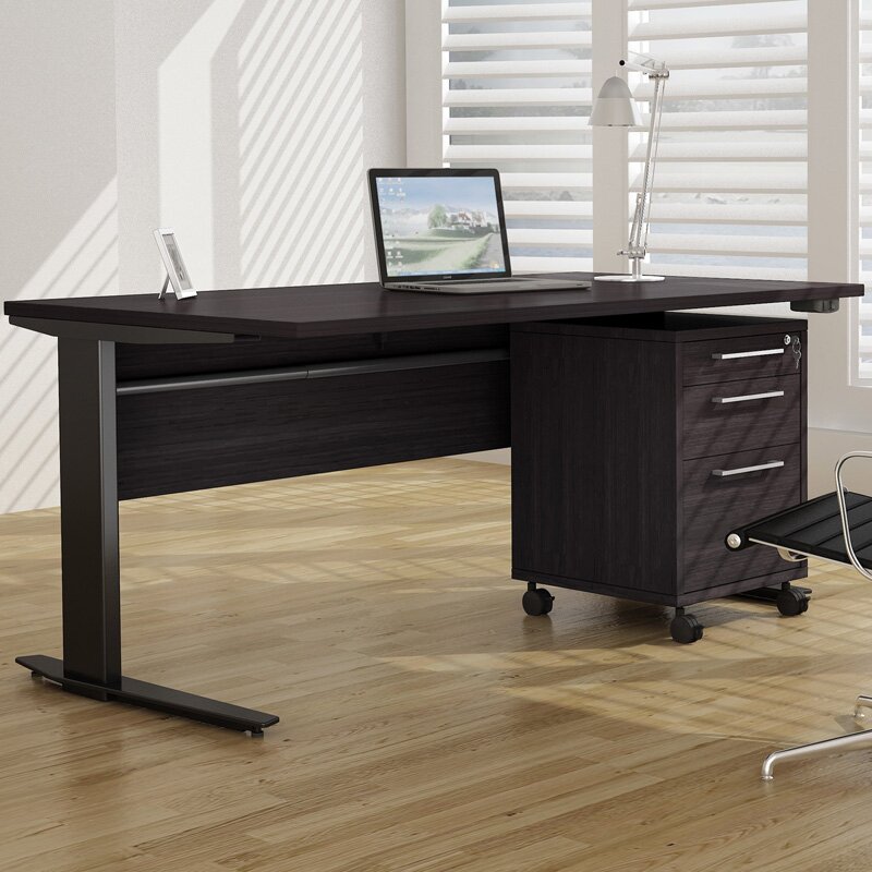 adjustable height desk with drawers