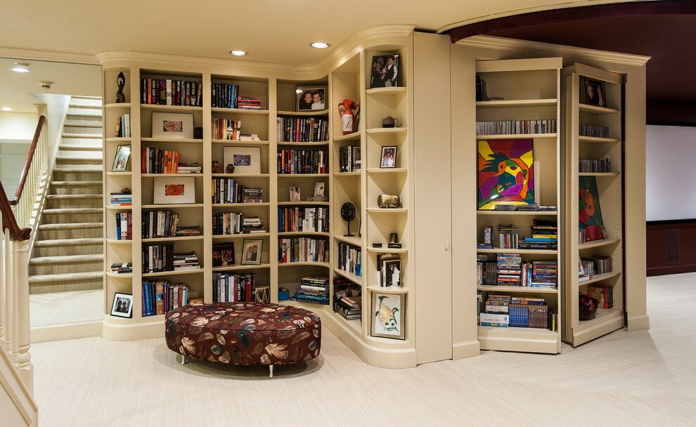 built in bookshelves corner