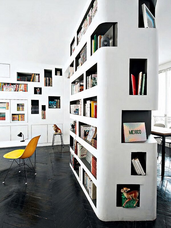 built in enclosed bookshelves