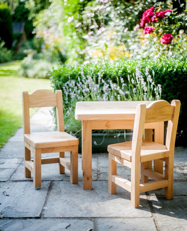 childrens table and chairs outside