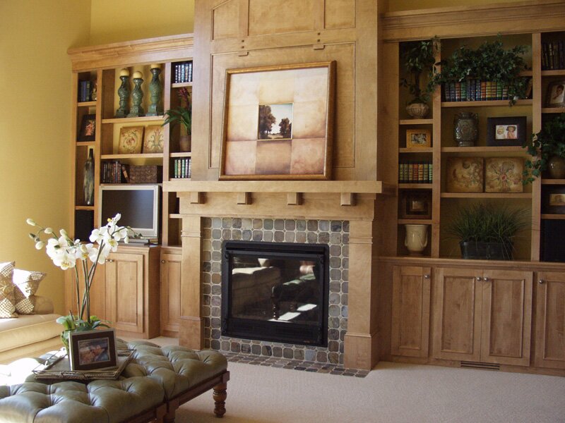 custom bookshelves fireplace
