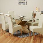 glass dining table oak