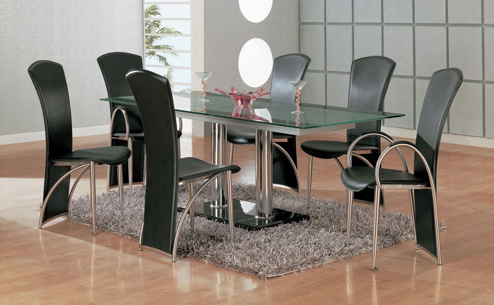 glass dining table with 6 chairs