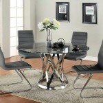 glass dining table with grey chairs