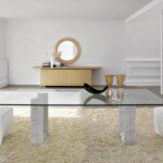 glass dining table with stone base