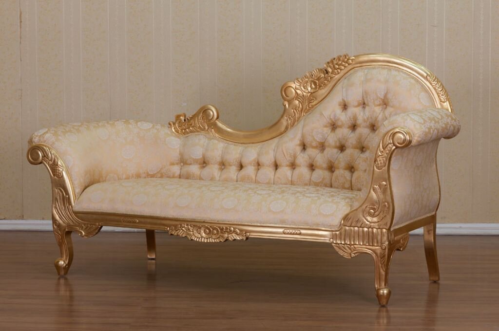 gold chaise lounge sofa