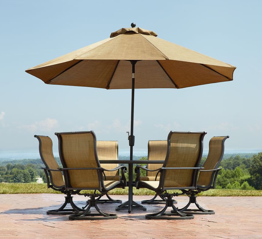 patio table set with umbrella