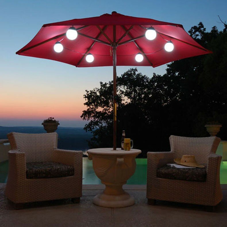 patio table umbrella with lights