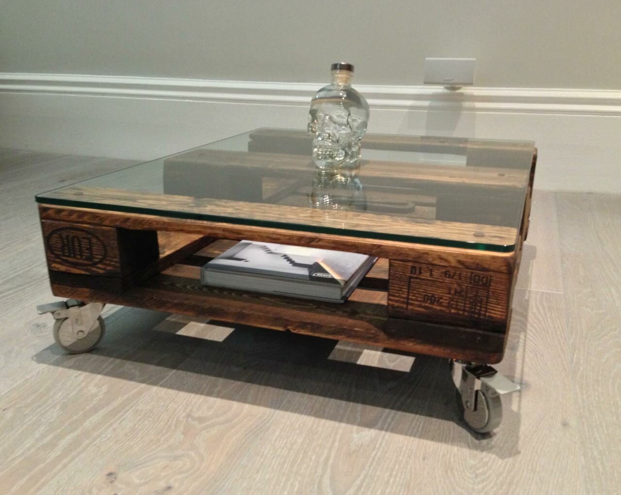 reclaimed wood coffee table glass top